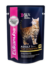 Консервированный корм для взрослых кошек Eukanuba Cat с курицей в соусе 85 г
