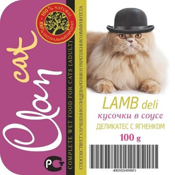 Консервированный корм для взрослых кошек Clan деликатес ягненком 32 шт 100 г