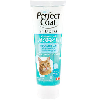 Шампунь для кошек и котят 8 in 1 Perfect Coat Studio Concentrated Shampoo and Conditioner Tearless Cat с молочными протеинами, 296 мл