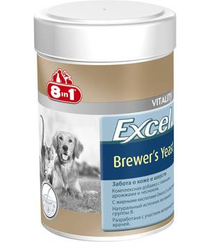 Пивные дрожжи для взрослых собак и кошек 8 в 1 Excel Brewers Yeast с чесноком, улучшает состояние кожи и шерсти, 1430 таблеток