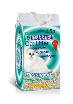 Наполнитель для кошачьего туалета Pussy-Cat океанический 4,5 л, 10 л
