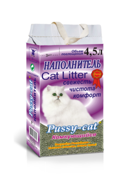 Наполнитель для кошачьего туалета Pussy-Cat комкующийся 4,5 л, 10 л