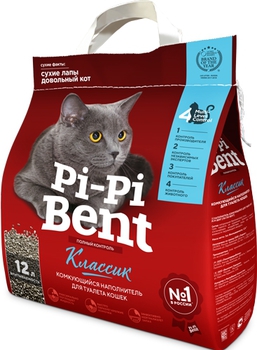 Наполнитель для кошачьего туалета Pi-Pi-Bent Classic из природного бентонита, 5 кг