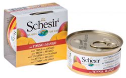 Консервированный корм для взрослых кошек Schesir на основе тунца с кусочками манго 75 г