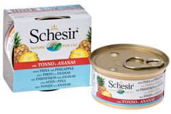 Консервированный корм для взрослых кошек Schesir на основе тунца с кусочками ананаса и рисом 75 г
