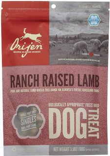 Сублимированное лакомство для собак Orijen Alberta Lamb на 100% состоят из мяса ягненка 42,5 гр, 92 гр