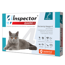 Капли на холку для кошек более 4 кг Inspector от внешних и внутренних паразитов, 1 пипетка