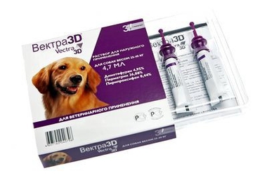 Капли инсектоакарицидные для собак весом от 25 до 40 кг Ceva Вектра 3D, 1 пипетка