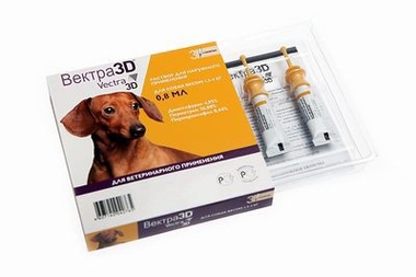Капли инсектоакарицидные для собак весом  от 1,5 до 4 кг Ceva Вектра 3D, 1 пипетка
