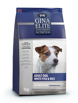 Сухой корм для взрослых собак Gina Elite Adult dog White Fish and Rice с белой рыбой и рисом 3 кг, 8 кг, 15 кг