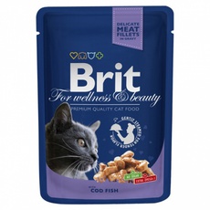 Консервированный корм для взрослых кошек Brit Premium Cod Fish pouch треска 80 г
