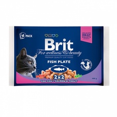 Консервированный корм для взрослых кошек Brit Premium Fish Plate рыбная тарелка 4 шт 80 гр.