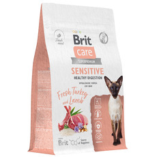 Сухой корм для взрослых кошек с чувствительным пищеварением Brit Care Cat Sensitive Healthy Digestion