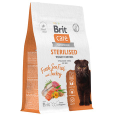 Корм для пожилых и стерилизованных кошек Brit Care Cat Sterilised Weight Control с с морской рыбой и индейкой