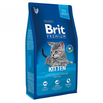 Сухой корм для котят Brit Premium Cat Kitten с курицей в лососевом соусе 300 гр, 800 гр, 1,5 кг, 8 кг