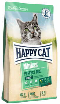 Сухой корм для взрослых кошек Happy Cat Minkas Perfect Mix c домашней птицей, рыбой, ягненком, пшеницей, кукурузой и картофелем 1,5 кг, 4 кг, 10 кг