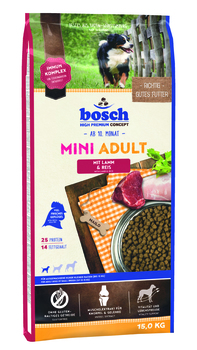 Сухой гипоаллергенный корм для взрослых собак мелких пород Bosch Adult Mini Lamb and Rice с ягненоком с рисом 1 кг, 3 кг, 15 кг
