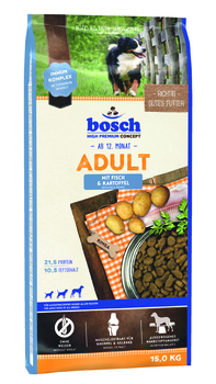 Сухой корм гипоаллергенный корм для взрослых собак Bosch Adult Fish&Potato с рыбой и картофелем 1 кг, 3 кг, 15 кг