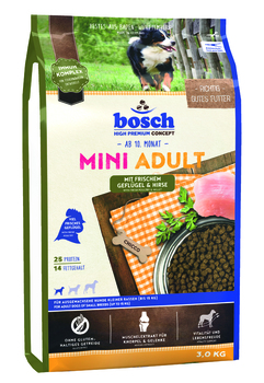 Сухой корм для взрослых собак мелких пород Bosch Adult Mini с птицей и просо 1 кг, 3 кг