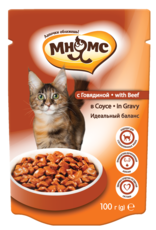 Консервированный корм для взрослых кошек Мнямс с говядиной в соусе 100 г