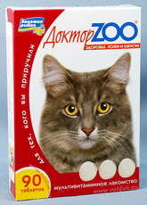 Лакомство для кошек Доктор Zoo Здоровье кожи и шерсти, биотин, 90 таб