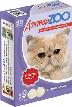 Лакомство для кошек Доктор Zoo лосось, 90 таб