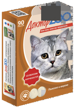 Лакомство для кошек Доктор Zoo копчености, 90 таб