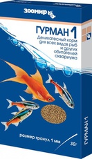 Гурман-1, деликатес для всех рыб (размер гранул 1 мм), коробка 30гр. - Зоомир