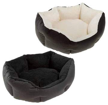 Лежак для кошек и собак Ferplast Domino Deluxe 50, 50 x 40 x 18 см Белый с черным, Черный