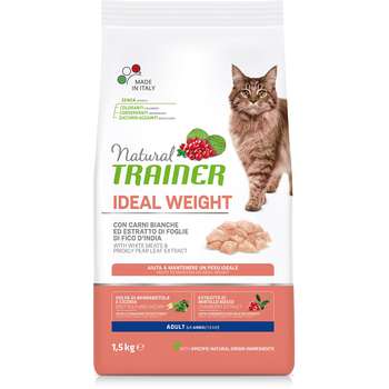 Сухой корм для взрослых кошек от 1 года с избыточным весом Natural Trainer Cat Ideal Weight Adult - with White Meats  300 гр, 1,5 кг