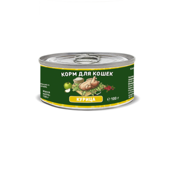 Консервированный корм для взрослых кошек всех пород Solid Natura с курицей 100 г, 340 гр
