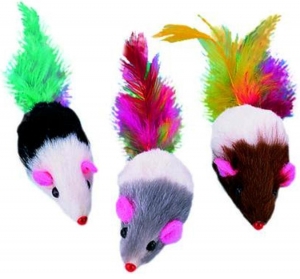 Игрушка для кошек Nobby мышка с перьями, 7,5 см