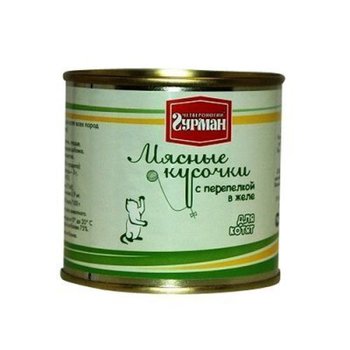 Консервированный корм для котят Четвероногий гурман,  мясные кусочки, с перепелкой в желе 240 г