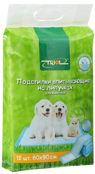 Впитывающие пеленки для собак Triol ,  60x90 см 6 шт., 12 шт. 1 уп.