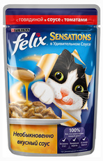 Консервированный корм для взрослых кошек Felix, с говядиной в соусе с томатами 85 г