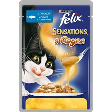 Консервированный корм для взрослых кошек Felix, с треской в соусе с томатами 85 г