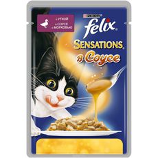 Консервированный корм для взрослых кошек Felix, с уткой в соусе с морковью 85 г