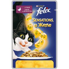 Консервированный корм для взрослых кошек Felix, желе с уткой и шпинатом 85 г