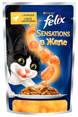 Консервированный корм для взрослых кошек Felix, желе с курицей и морковью 85 г