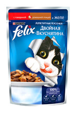 Консервированный корм для взрослых кошек Felix,  с говядиной и домашней птицей 85 г