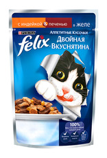 Консервированный корм для взрослых кошек Felix, с индейкой и печенью 85 г