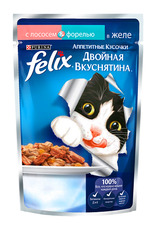 Консервированный корм для взрослых кошек Felix, с лососем и форелью 85 г