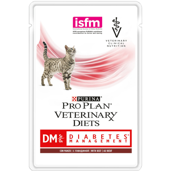 Влажный лечебный корм для кошек Purina Nestle Vet Diet DM  при диабете,  пауч с говядиной,  85 гр.