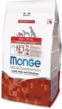 Сухой корм для щенков мини пород Monge Dog Speciality Line Puppy and Junior,   ягненок с рисом , и картофелем 800 гр, 2,5 кг, 12 кг