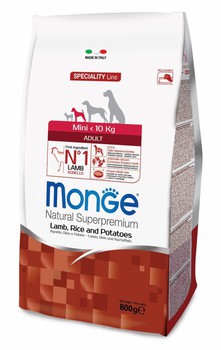 Сухой корм для взрослых мини пород Monge Dog Speciality Line Mini,  ягненок с рисом и картофелем  800 гр, 2,5 кг, 7,5 кг