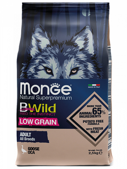 Сухой корм для взрослых собак всех пород Monge BWild Dog Adult Goose с мясом гуся 2 кг, 12 кг