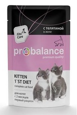 Консервированный корм для котят, беременных и кормящих кошек Probalance с телятиной в желе, 85 г 