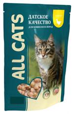 Консервированный корм All Cats паучи для кошек с курицей в соусе, 85 г