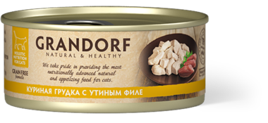 Влажный корм для кошек Grandorf,  куриная грудка с утиным филе