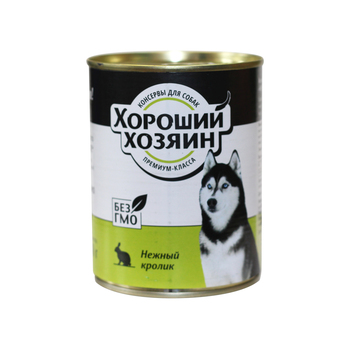 Хороший Хозяин консервы для собак Нежный кролик 100 г, 340 гр, 750 гр